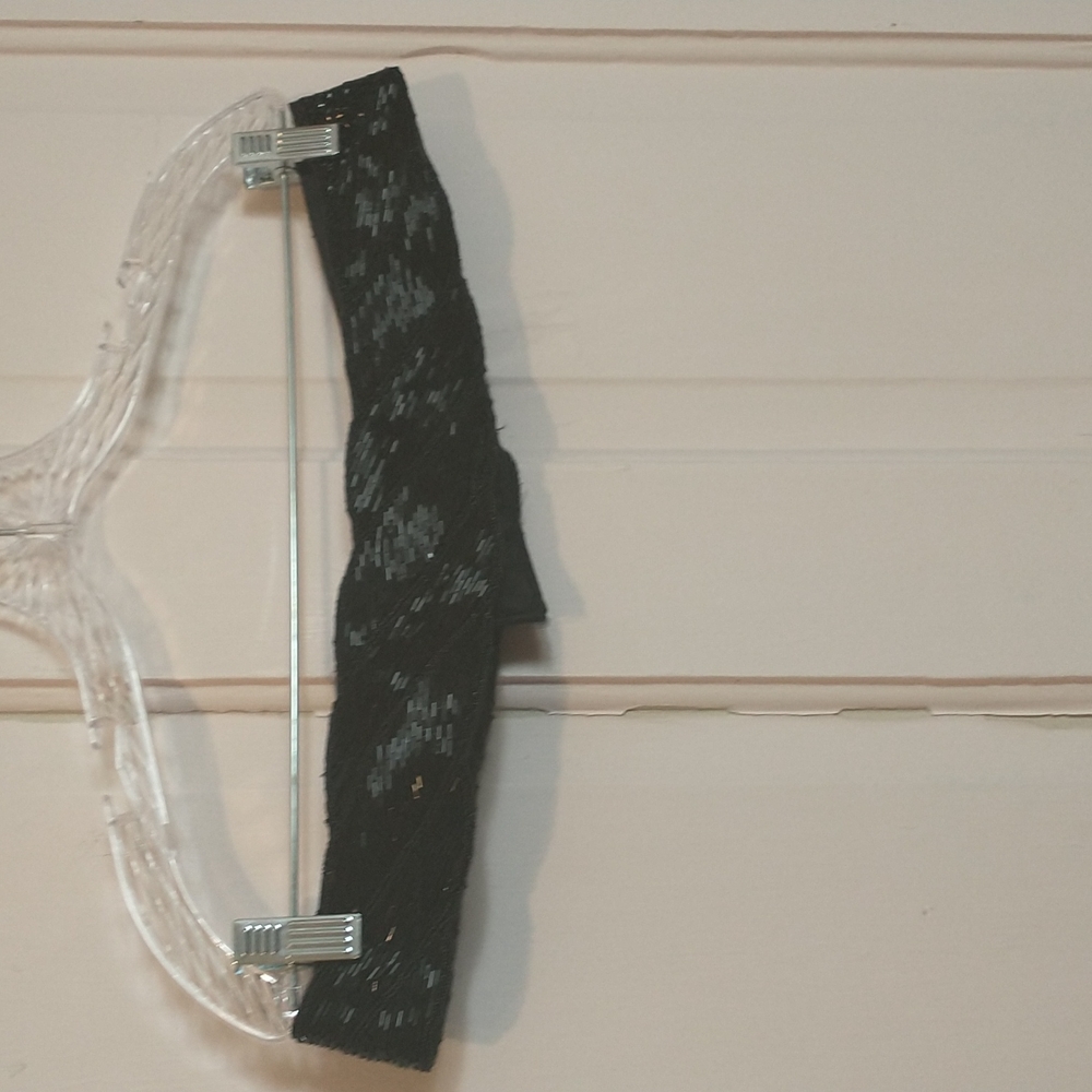 Morgan Taylor black beaded Velcro belt 37.5 total inches glass beads - Picture 3 of 6